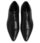 Dolce & Gabbana Black Exotic Leather Lace Up Derby Shoes