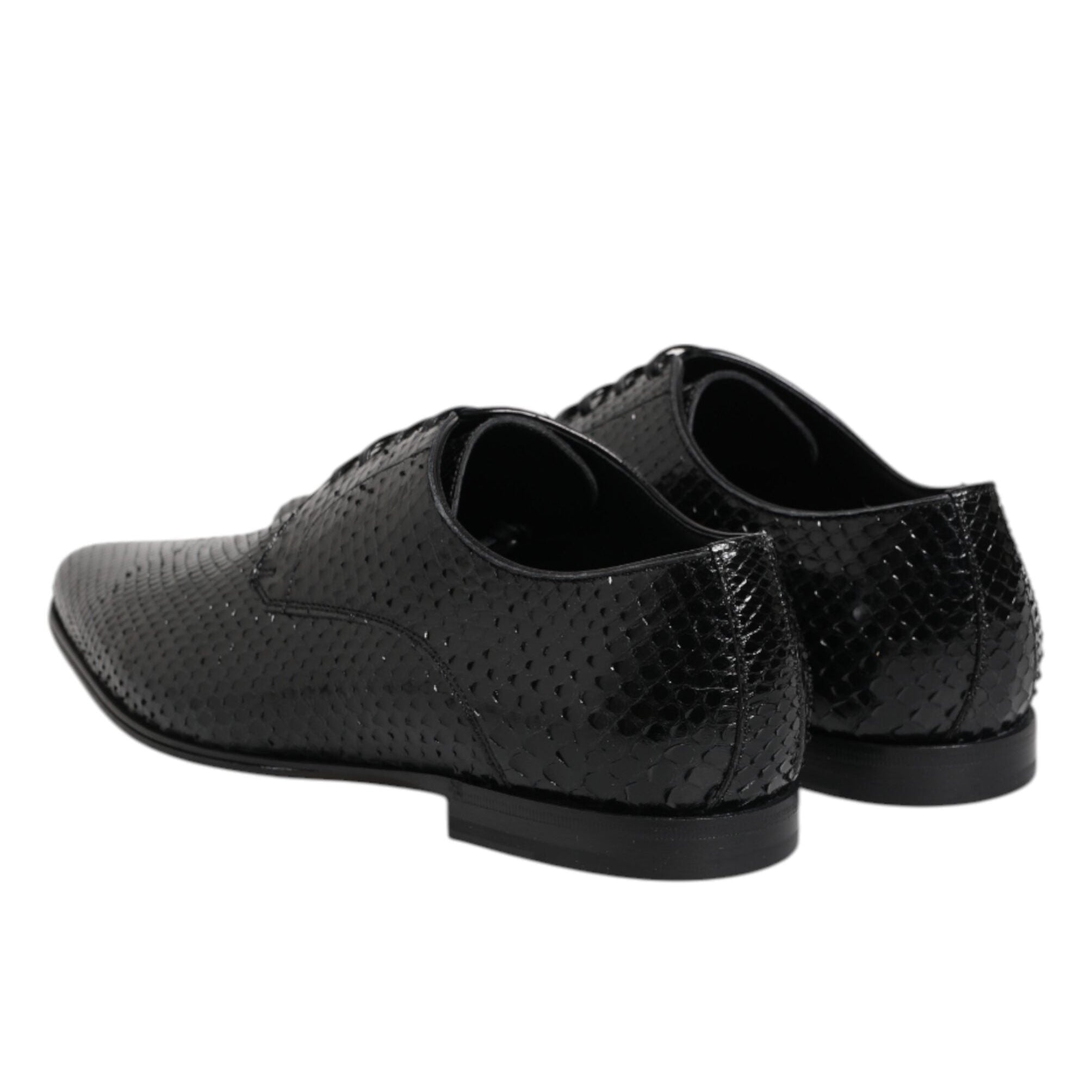 Dolce & Gabbana Black Exotic Leather Lace Up Derby Shoes