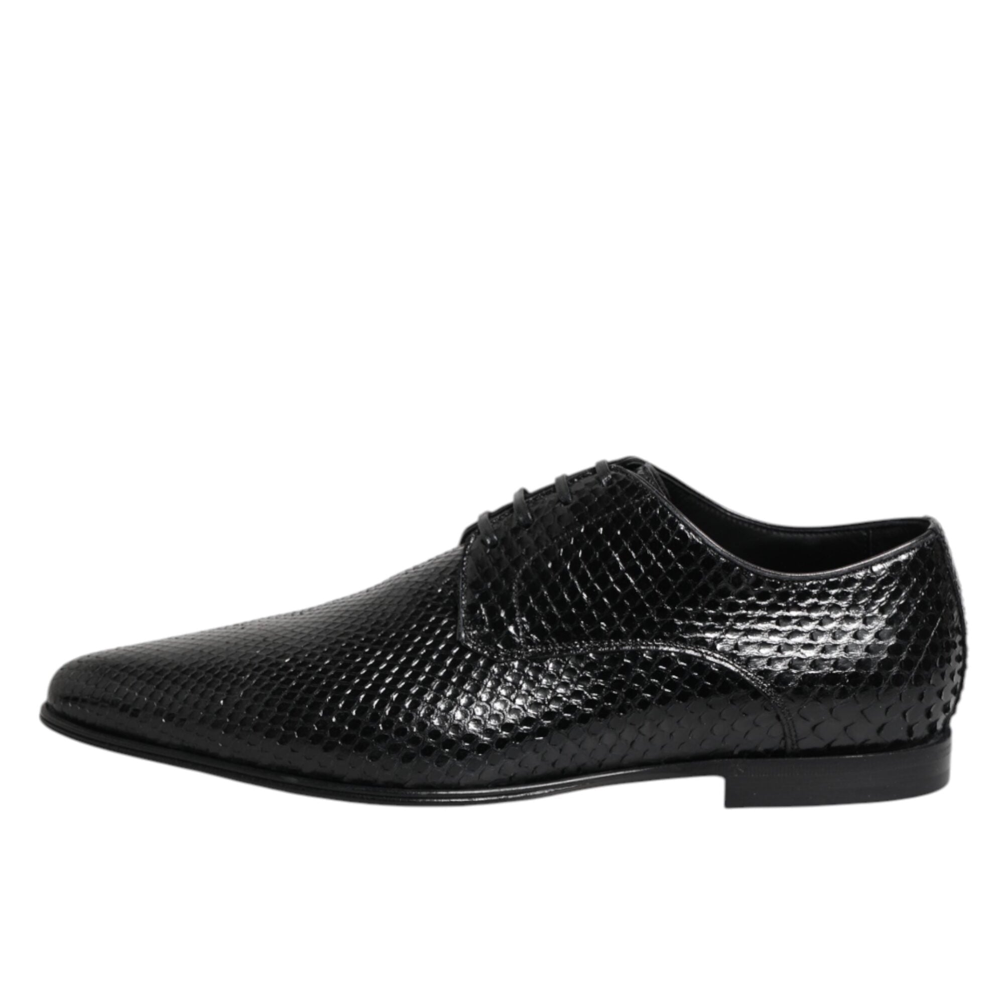 Dolce & Gabbana Black Exotic Leather Lace Up Derby Shoes