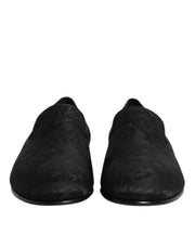 Dolce & Gabbana Black Floral Brocade Loafers Men Dress Shoes