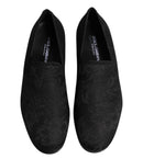 Dolce & Gabbana Black Brocade Loafers