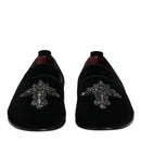 Dolce & Gabbana Black Suede Cross Slip On Loafers