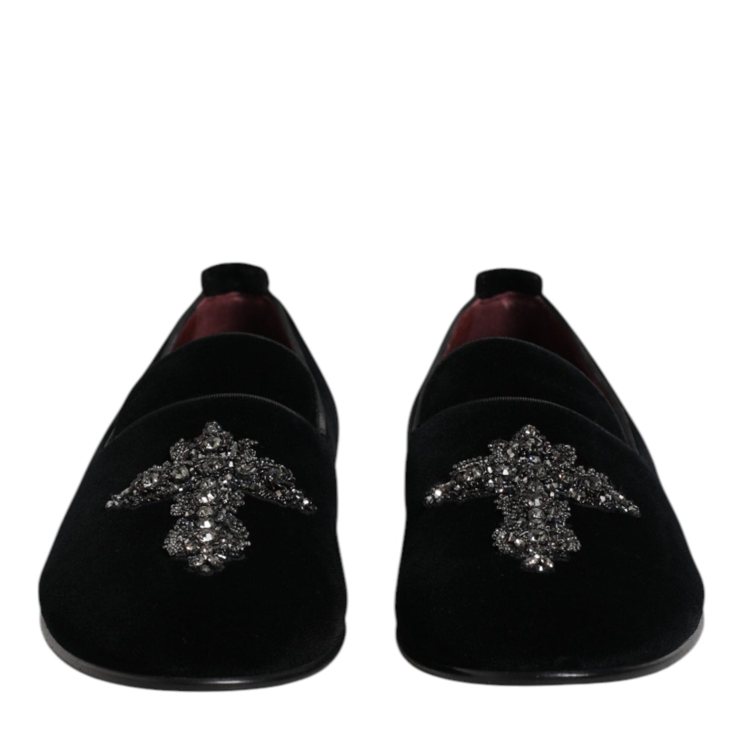 Dolce & Gabbana Black Suede Cross Slip On Loafers