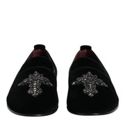 Dolce & Gabbana Black Suede Cross Slip On Loafers