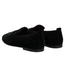 Dolce & Gabbana Black Suede Cross Slip On Loafers