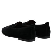 Dolce & Gabbana Black Suede Cross Slip On Loafers