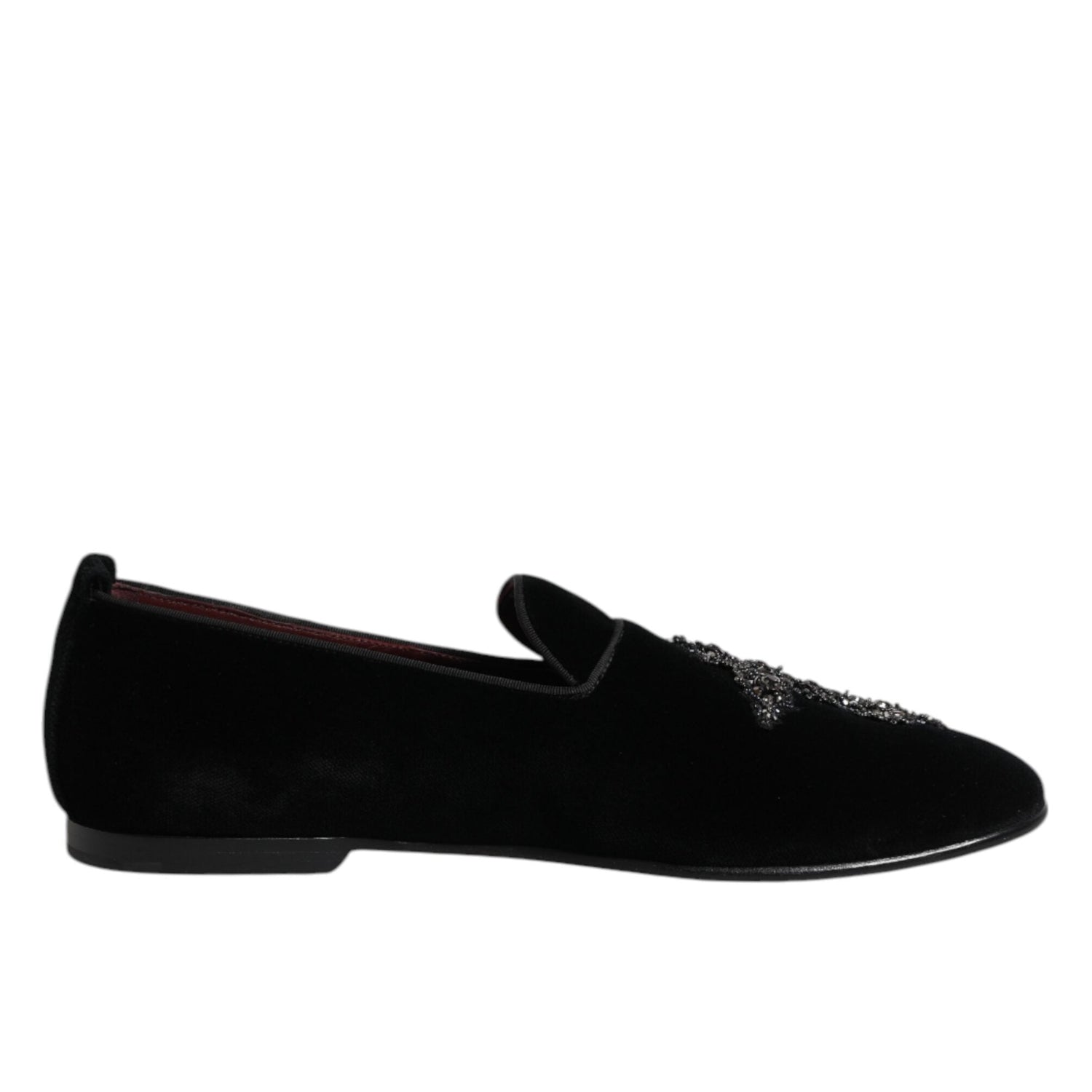 Dolce & Gabbana Black Suede Cross Slip On Loafers