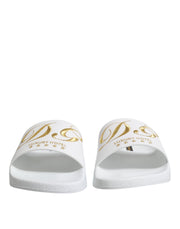 Dolce & Gabbana White Leather Slides Sandals Beachwear Shoes