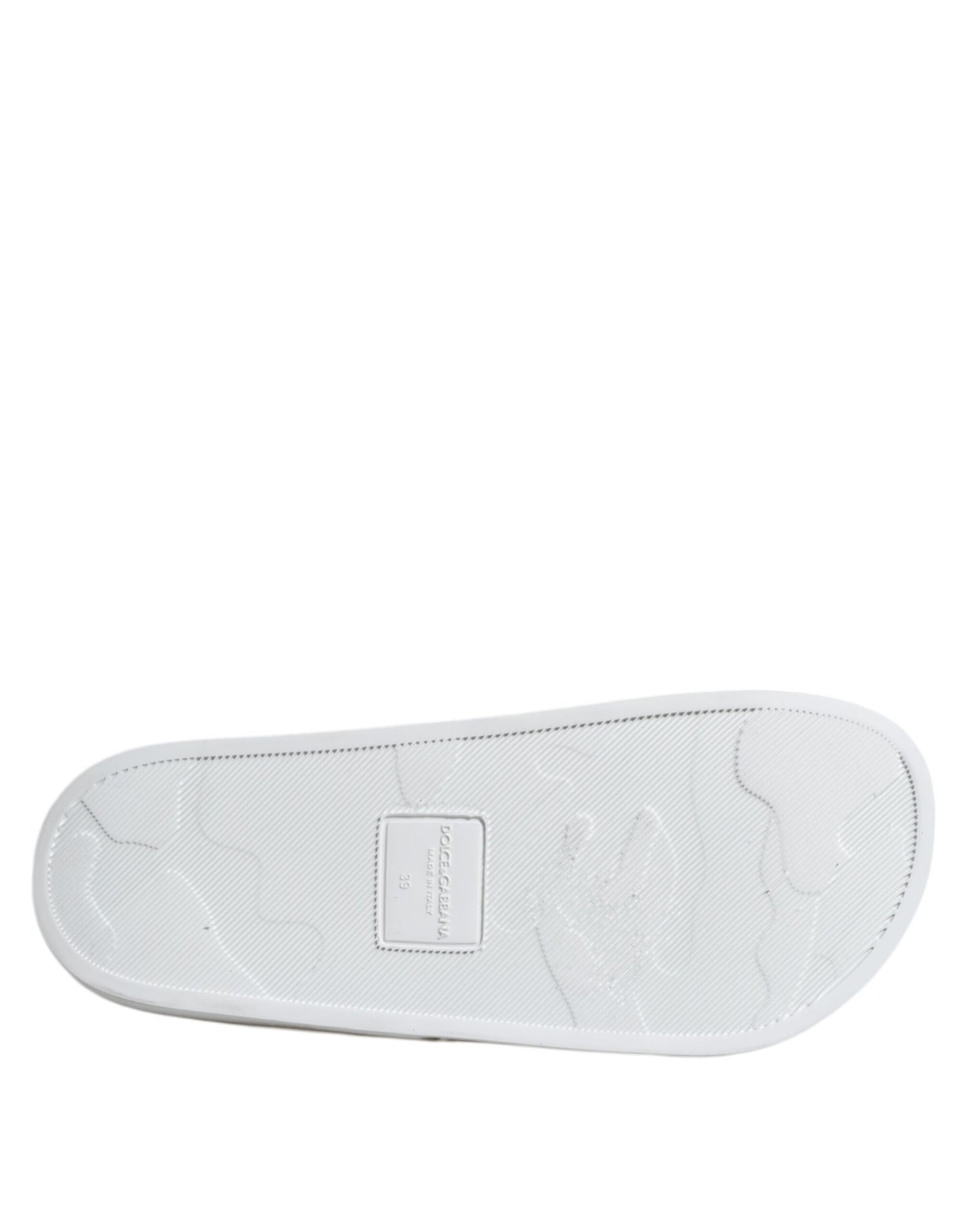 Dolce & Gabbana White Leather Slides Sandals Beachwear Shoes