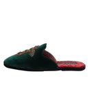 Dolce & Gabbana Green Velvet Cross Slippers