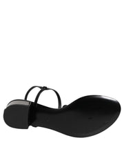Dolce & Gabbana Black Leather Crystal Ankle Strap Sandals Shoes