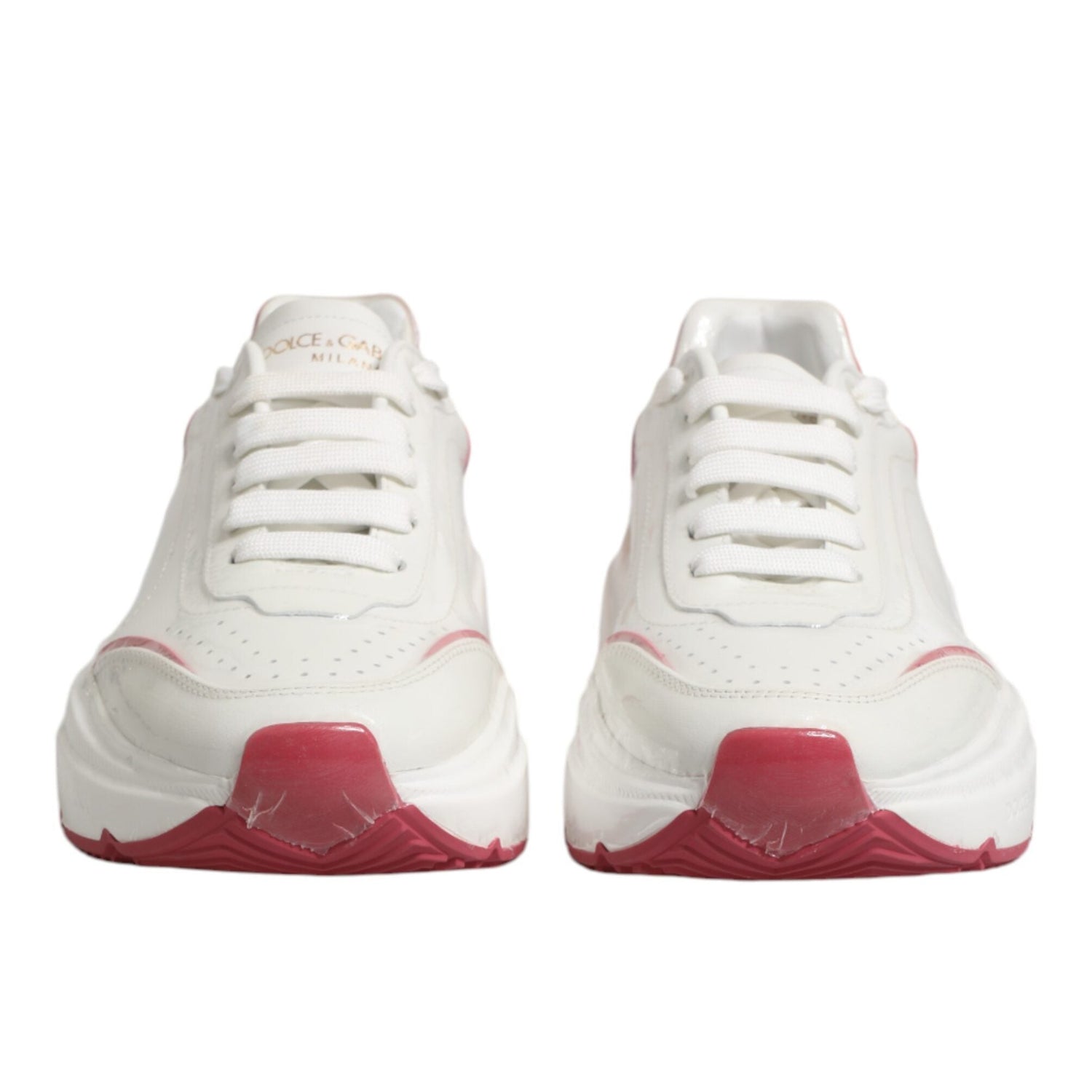 Dolce & Gabbana White Pink Daymaster Low Top Sneakers Shoes