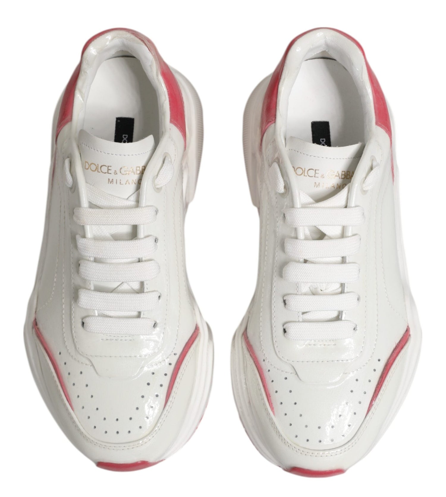 Dolce & Gabbana White Pink Daymaster Low Top Sneakers Shoes