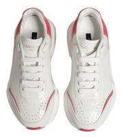 Dolce & Gabbana White Pink Daymaster Low Top Sneakers Shoes