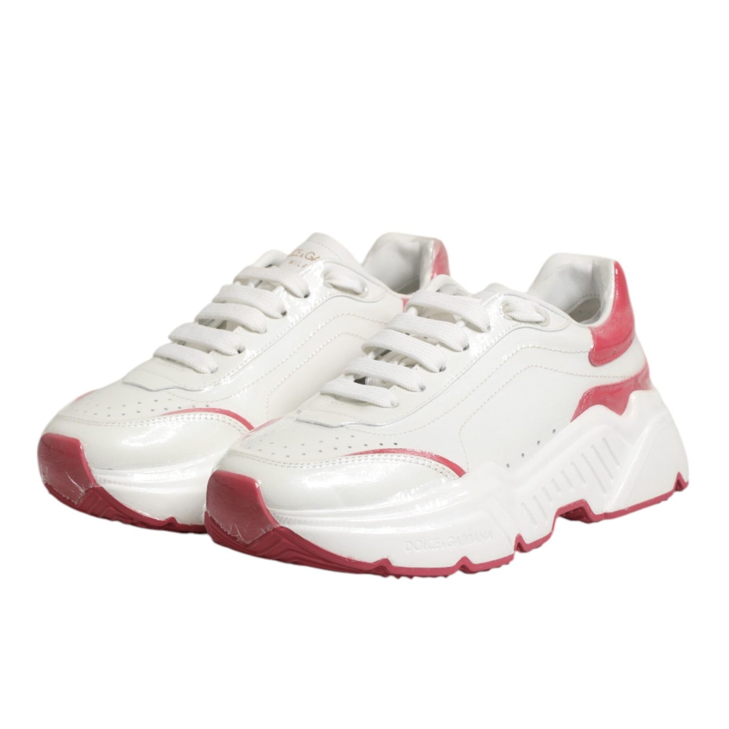 Dolce & Gabbana White Pink Daymaster Low Top Sneakers Shoes