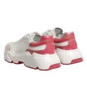 Dolce & Gabbana White Pink Daymaster Low Top Sneakers Shoes