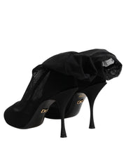 Dolce & Gabbana Black Silk Stretch Mesh Sock Boots Shoes
