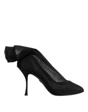 Dolce & Gabbana Black Silk Stretch Mesh Sock Boots Shoes