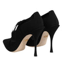 Dolce & Gabbana Black Lace Up Stiletto Booties