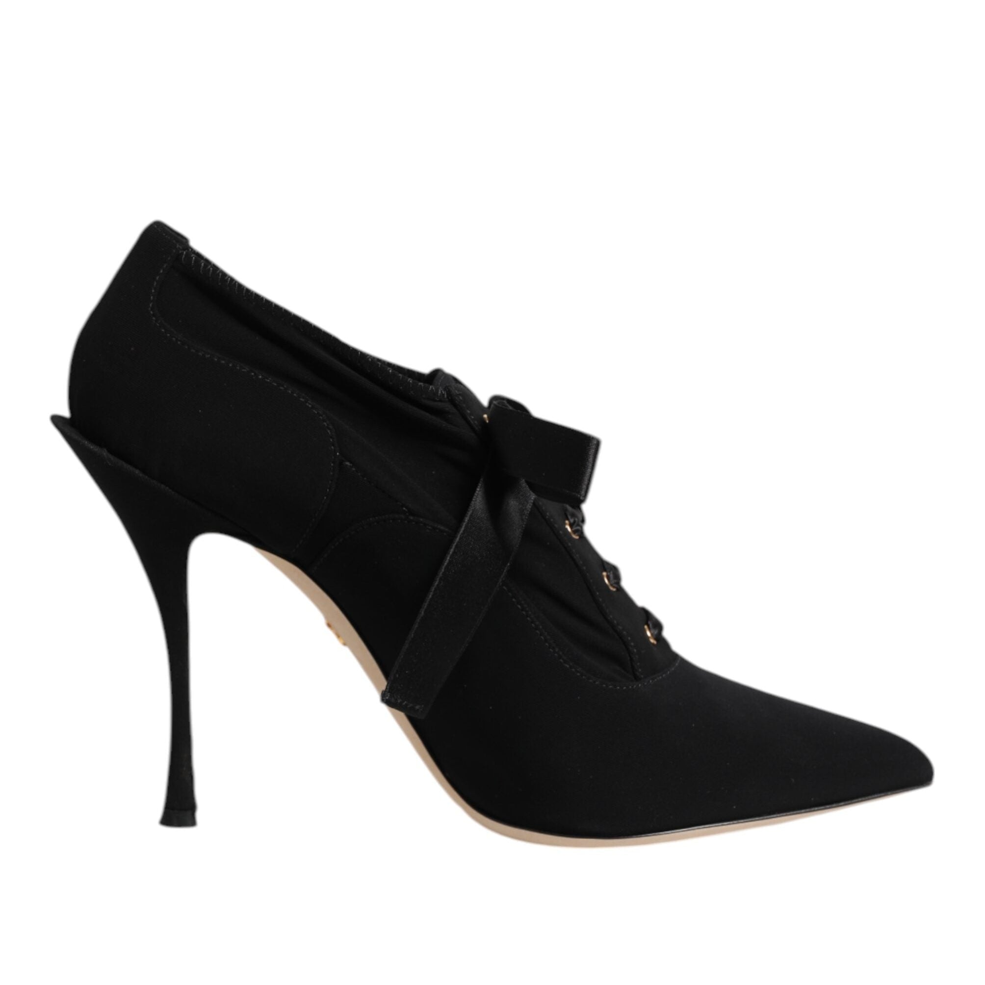 Dolce & Gabbana Black Lace Up Stiletto Booties
