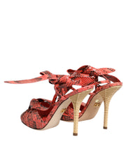 Dolce & Gabbana Coral Python Leather Heels Sandals Shoes