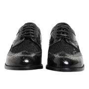 Dolce & Gabbana Black Leather Floral Lace Dress Formal  Shoes