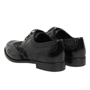 Dolce & Gabbana Black Leather Floral Lace Dress Formal  Shoes