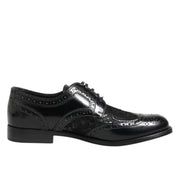 Dolce & Gabbana Black Leather Floral Lace Dress Formal  Shoes