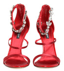 Dolce & Gabbana Red Satin Crystal Keira Heels