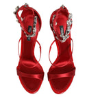 Dolce & Gabbana Red Satin Crystal Keira Heels