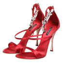 Dolce & Gabbana Red Satin Crystal Keira Heels