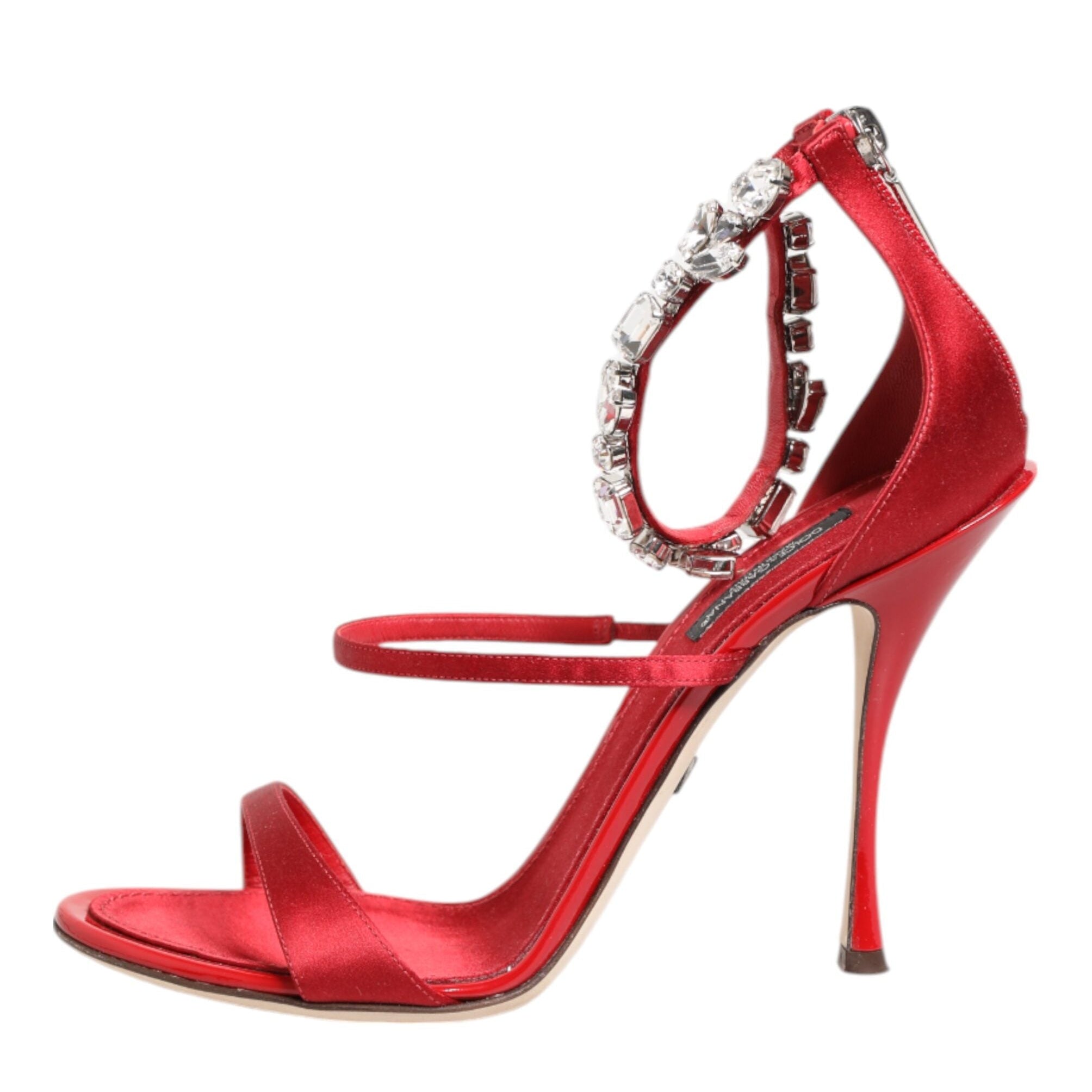 Dolce & Gabbana Red Satin Crystal Keira Heels