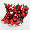 Dolce & Gabbana White Red Floral Detailing Sandals