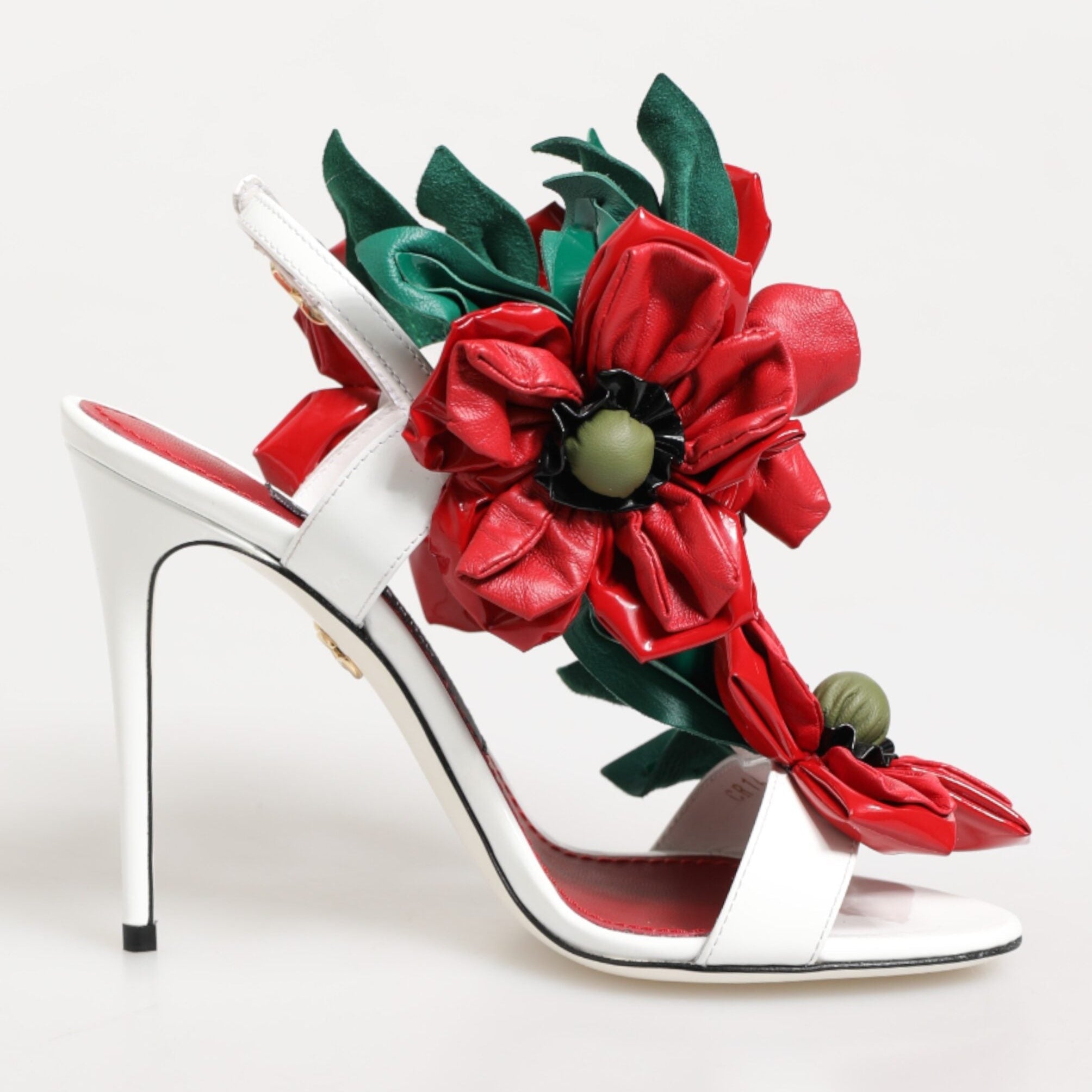 Dolce & Gabbana White Red Floral Detailing Sandals