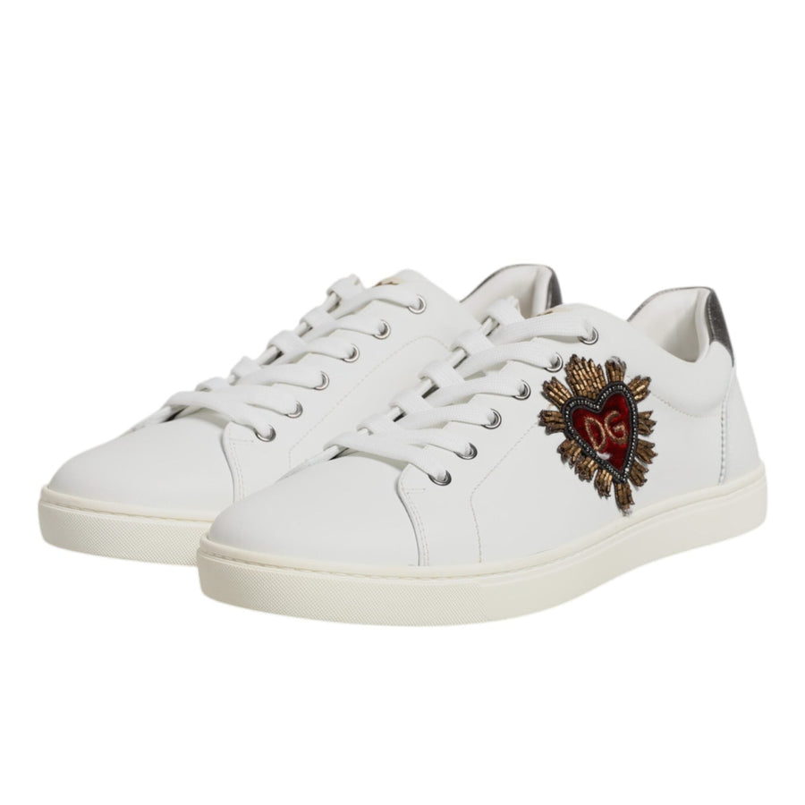 Dolce & Gabbana White Sacred Heart Low-Top Sneakers