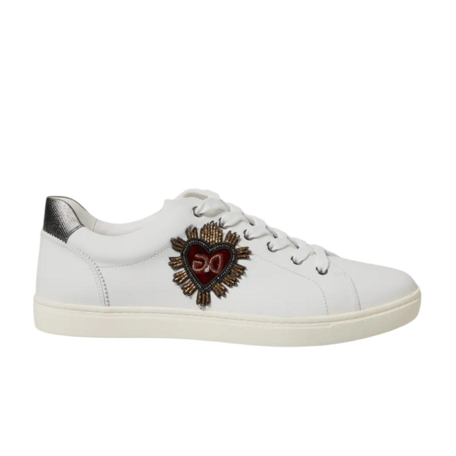 Dolce & Gabbana White Sacred Heart Low-Top Sneakers