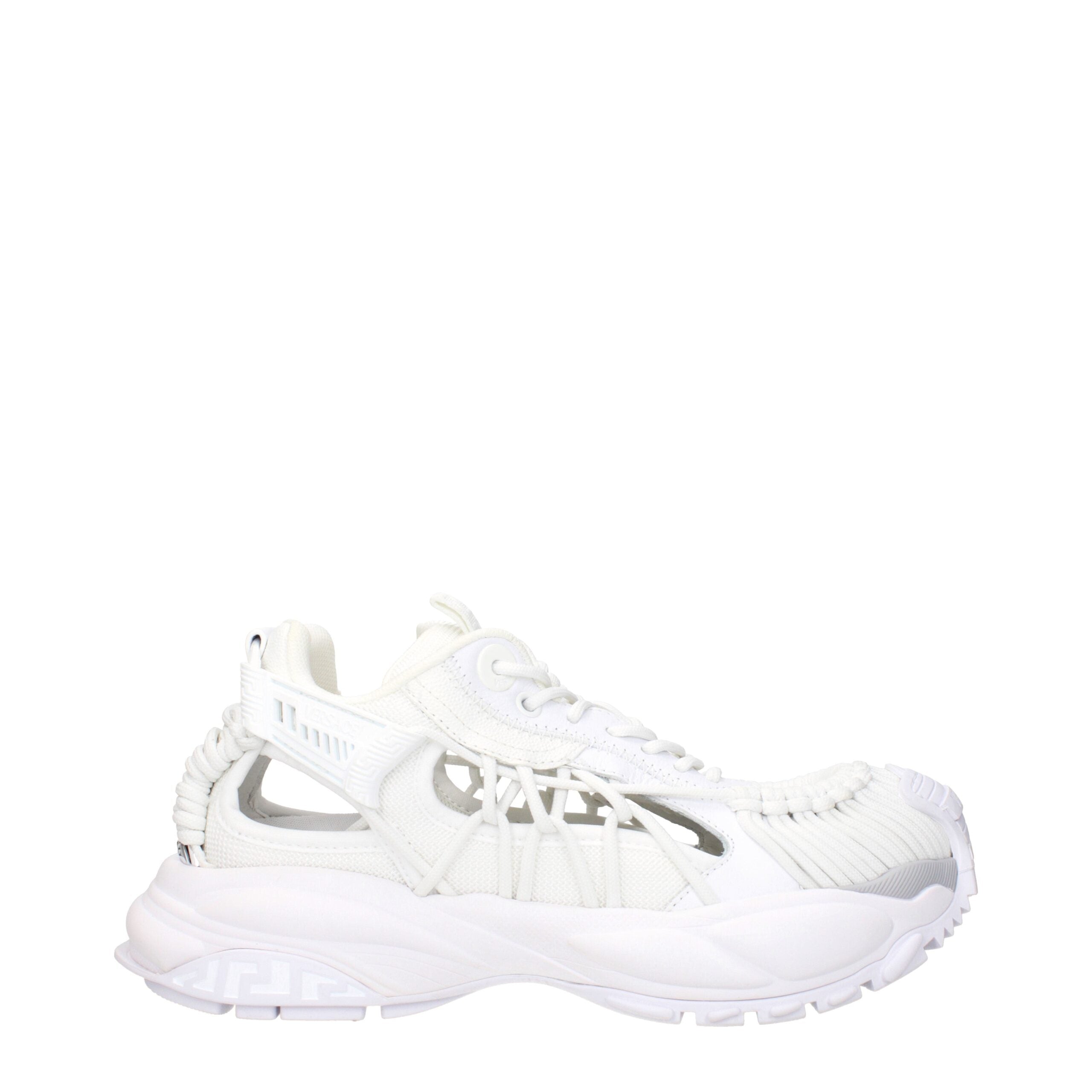 Versace White Leather Cut Out Low Top Sneakers