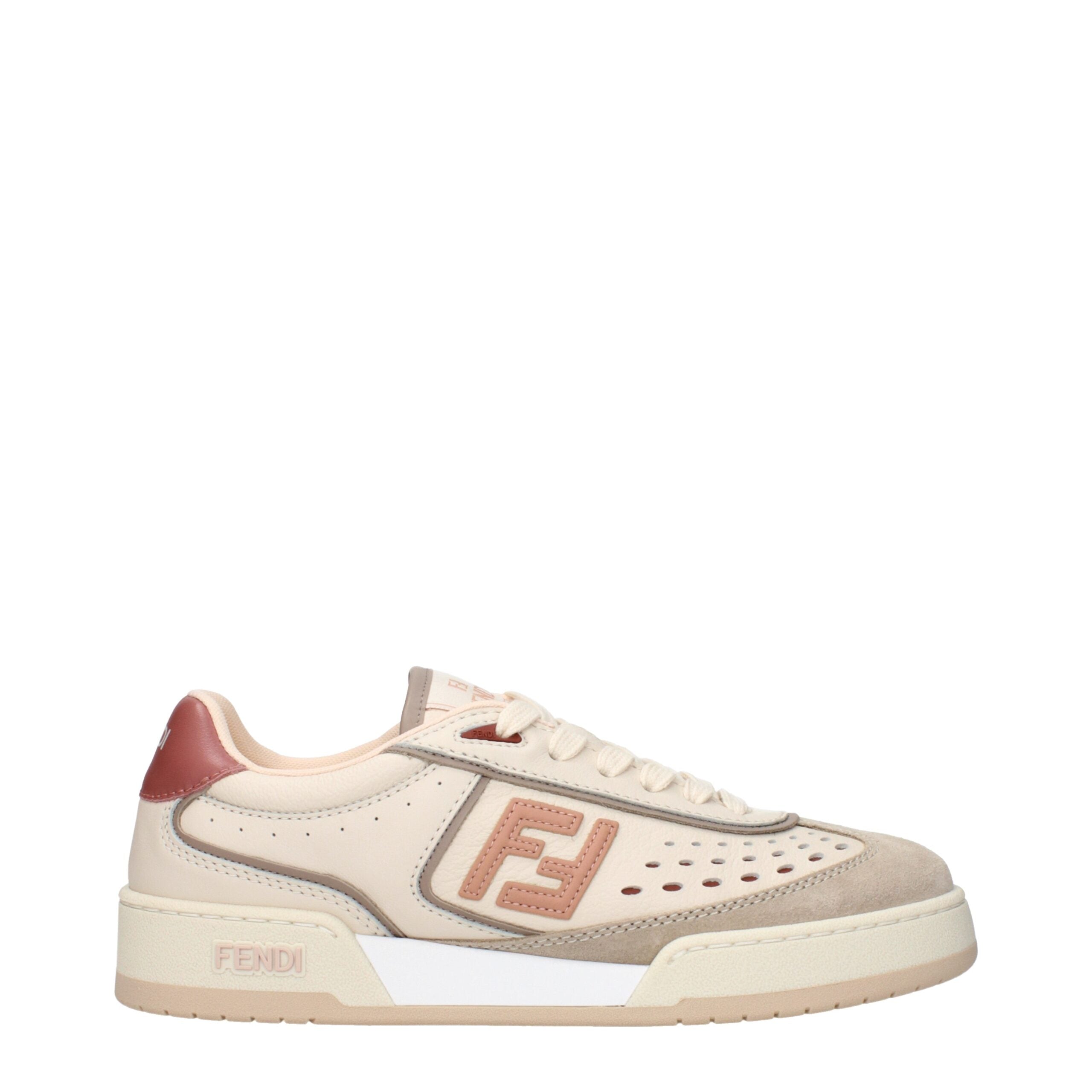 Fendi Beige Leather Low Top Women's Sneaker