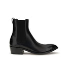 Black ankle boot on a white background