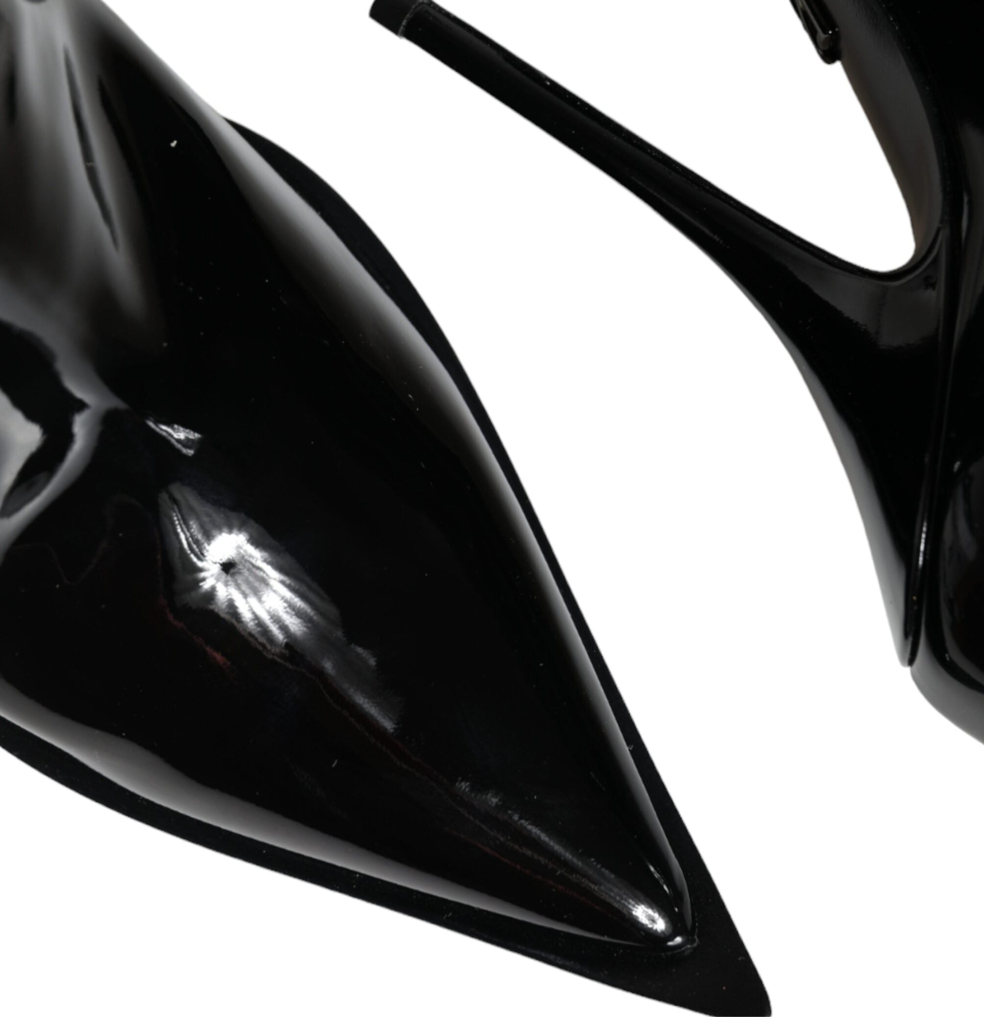Dolce & Gabbana Black Patent Leather Pointed Ankle Boots Shoes