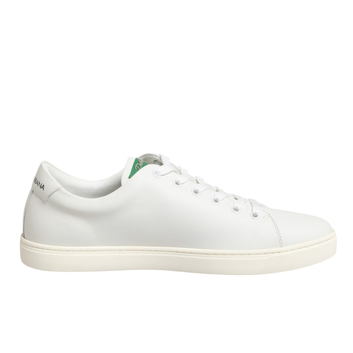 Dolce & Gabbana White Leather Rose Embroidery Low-Top  Shoes