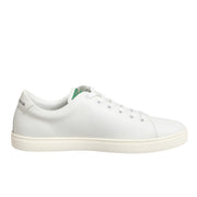 Dolce & Gabbana White Leather Rose Embroidery Low-Top  Shoes