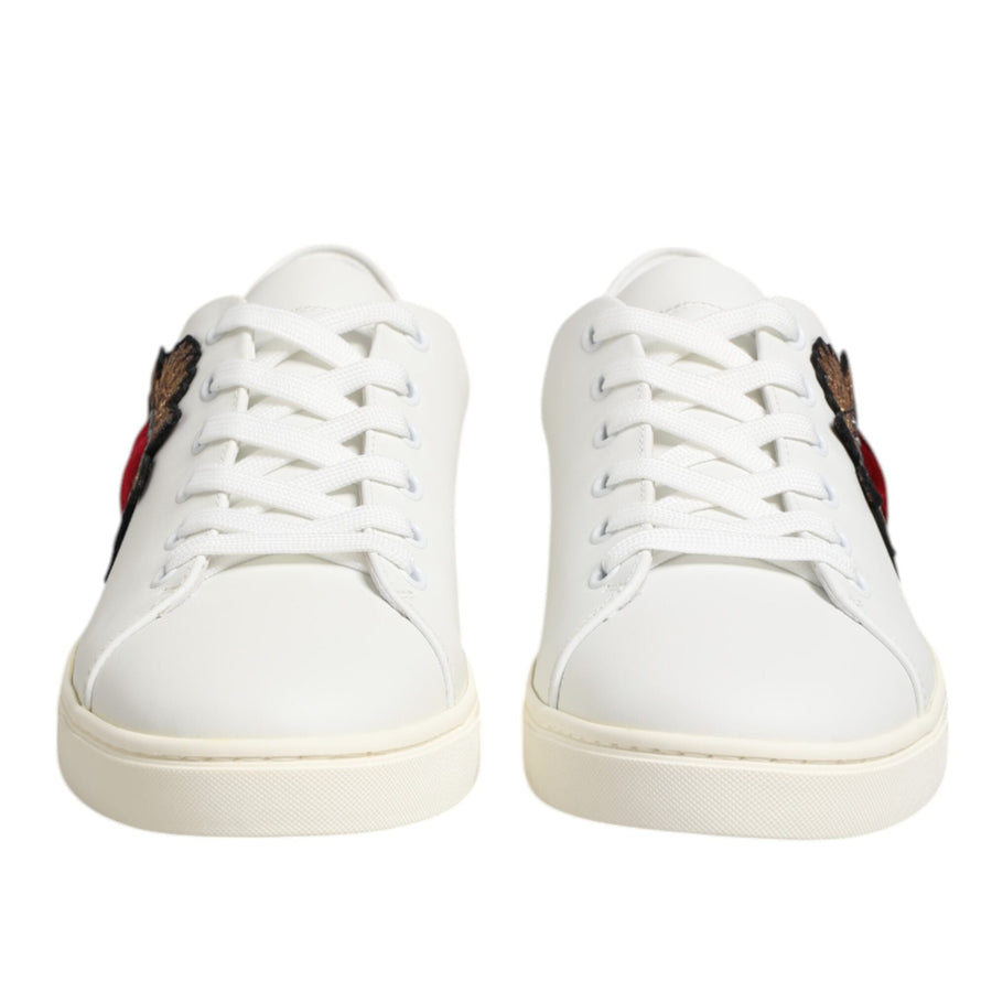 Dolce & Gabbana White Leather Sacred Heart Sneakers