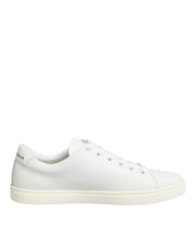 Dolce & Gabbana White Leather Sacred Heart Sneakers