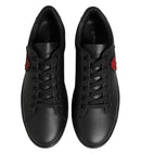 Dolce & Gabbana Black Crystal Heart Sneakers