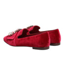 Dolce & Gabbana Red Velvet Crystal Loafers