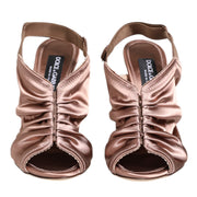 Dolce & Gabbana Bronze Satin Ruched Slingback Heels
