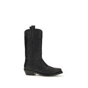 Ganni Black Recycled Leather Lace-Up Boots