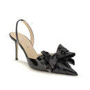 MACH & MACH ''LE CADEAU'' Black Leather Slingbacks