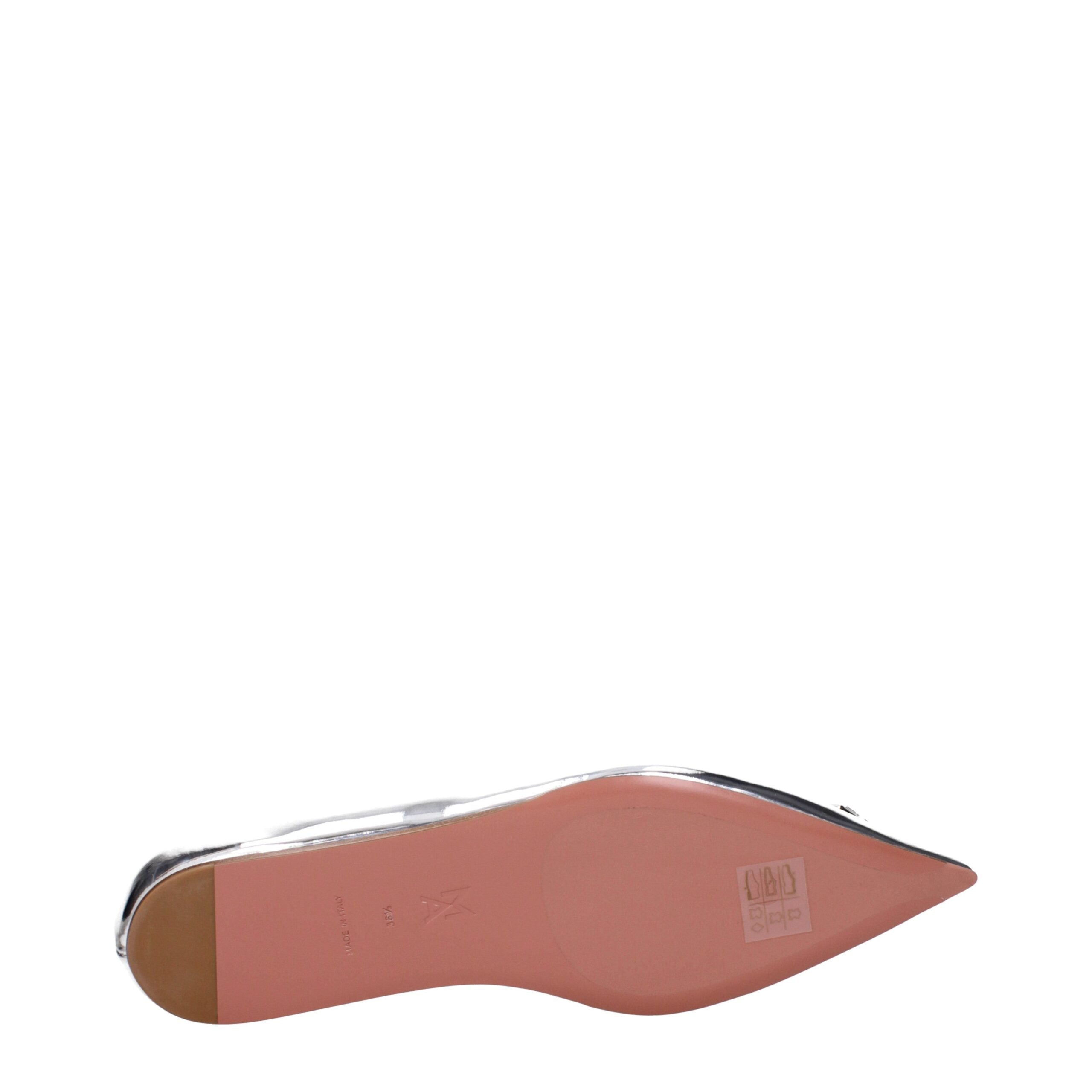 Amina Muaddi Silver Ballet Flats